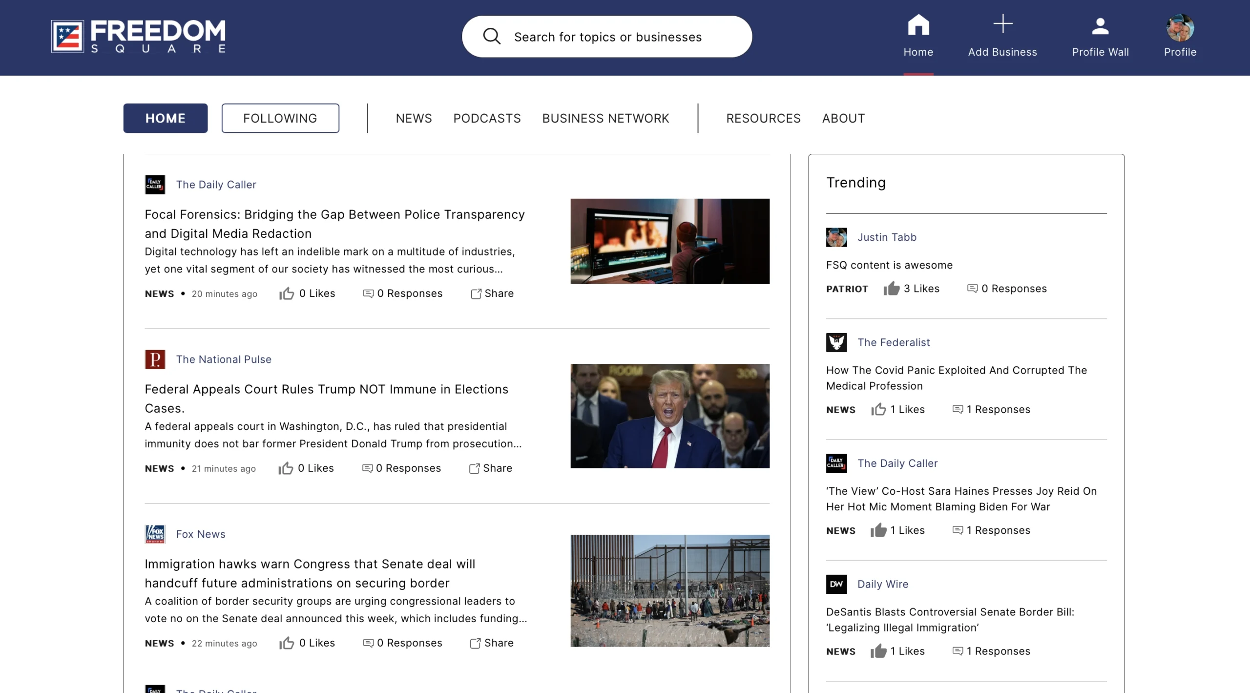 Freedom Square Platform — destination community web platform
